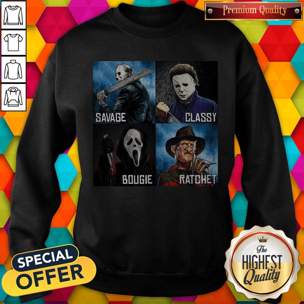 Horror Movies Characters Savage Classy Bougie Ratchet Sweatshirt