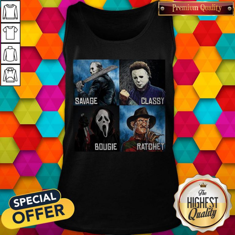 Horror Movies Characters Savage Classy Bougie Ratchet Tank Top