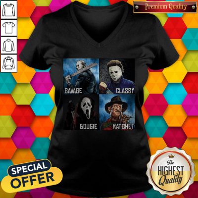Horror Movies Characters Savage Classy Bougie Ratchet V-neck