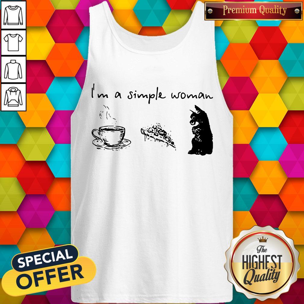 I’m A Simple Woman Coffee Pizza And Cat Tank Top
