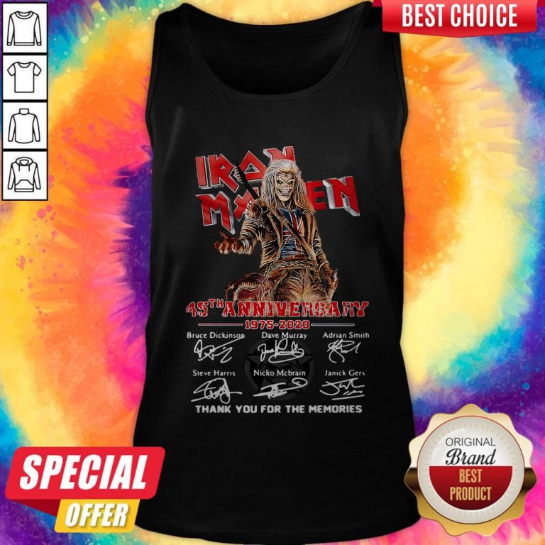 Iron Maiden 45Th Anniversary 1975 2020 Thank You For The Memories Signatures Band Tank Top