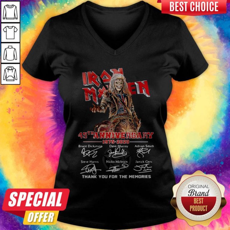 Iron Maiden 45Th Anniversary 1975 2020 Thank You For The Memories Signatures Band V-neck