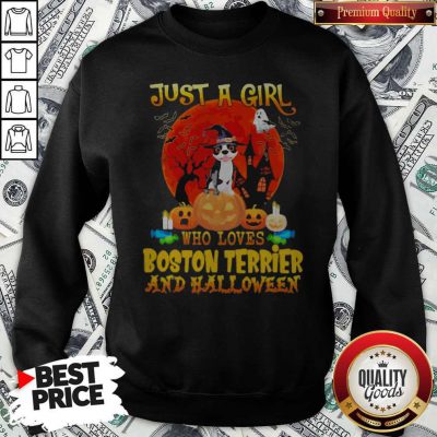 Just A Girl Who Loves Boston Terrier And Halloween Sweatshirt