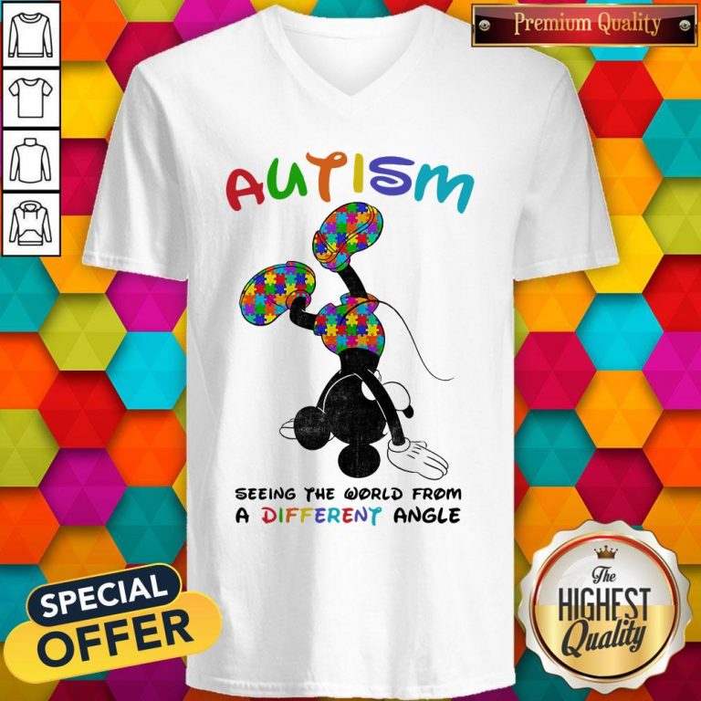 Mickey Mouse Autism Seeing The World From A Different Angle V-neck