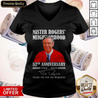 Mister Rogers Neighborhood 52th Anniversary 1968 2020 Thank You For The Memories Signature V-neck