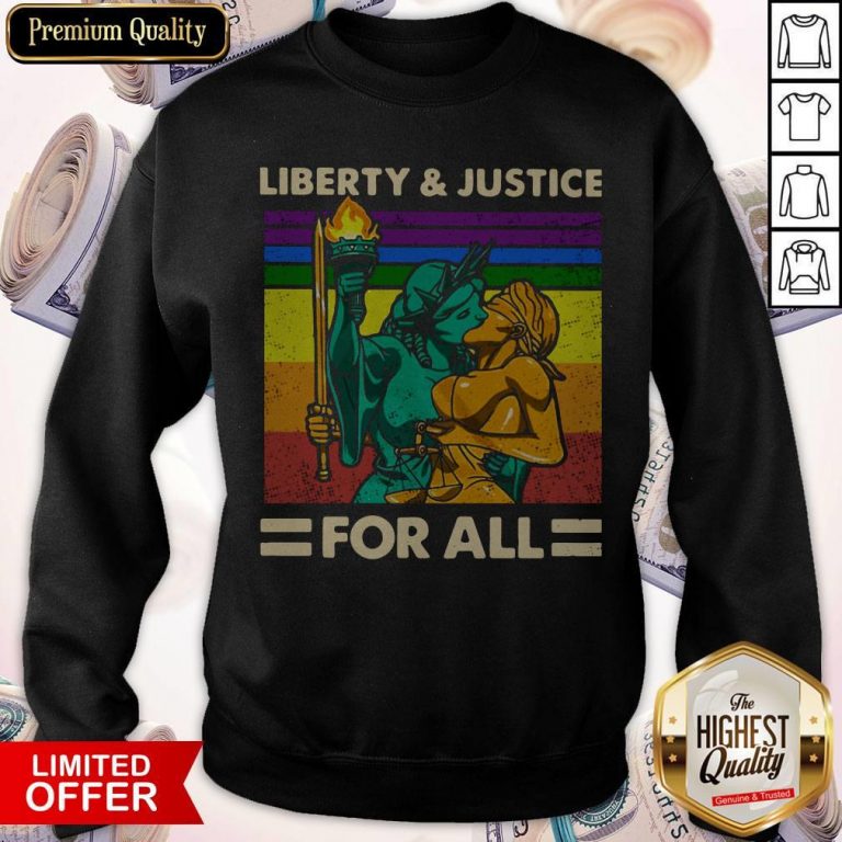 Official LGBT Liberty And Justice For All Vintage Sweatshirt