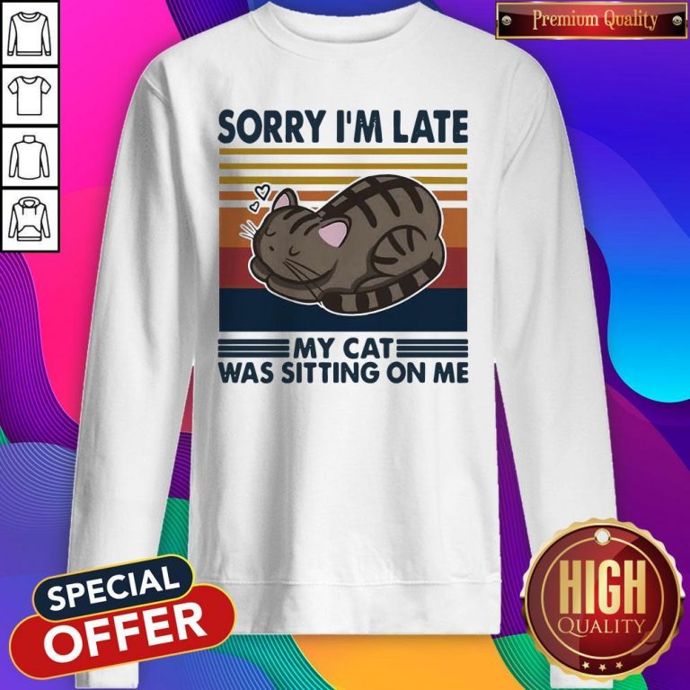 Official Sorry I’m Late My Cat Was Sitting On Me Cat Vintage Sweatshirt
