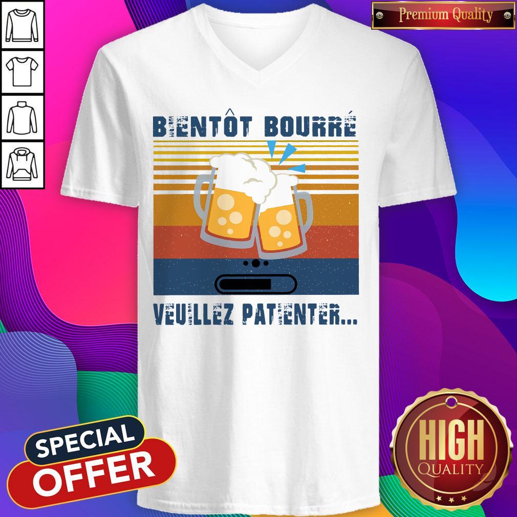 Premium Bientôt Bourré Veuillez Patienter Vintage V-neck