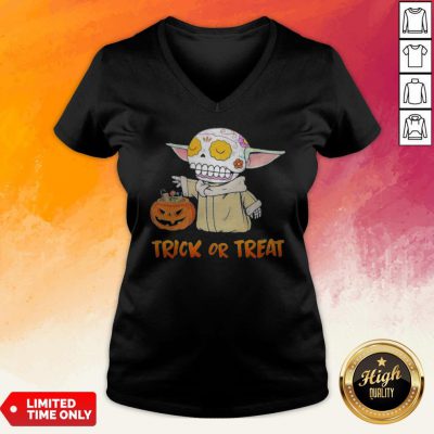 Baby Yoda Pumpkin Trick Or Treat Halloween V-neck