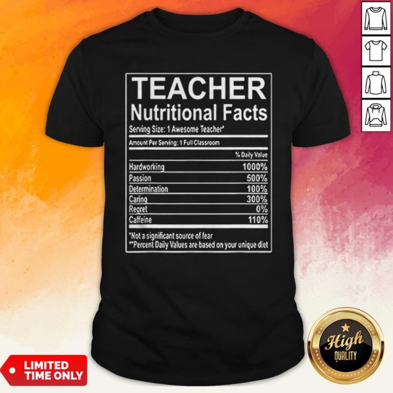 Good Teacher Nutrition Facts Shirt