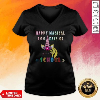 Happy Magical 100 Days Of School Funny Women Teacher Ampkids V-neck