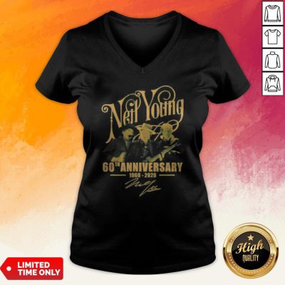 Neil Young 60th Anniversary 1960 2020 Signatures V-neck