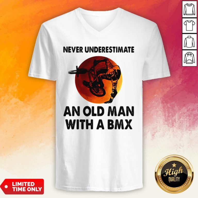 Never Underestimate An Old Man With A BMX Sunset V-neck