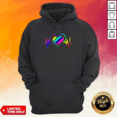 Awesome Heartbeat With Rainbow Lgbt Hoodie