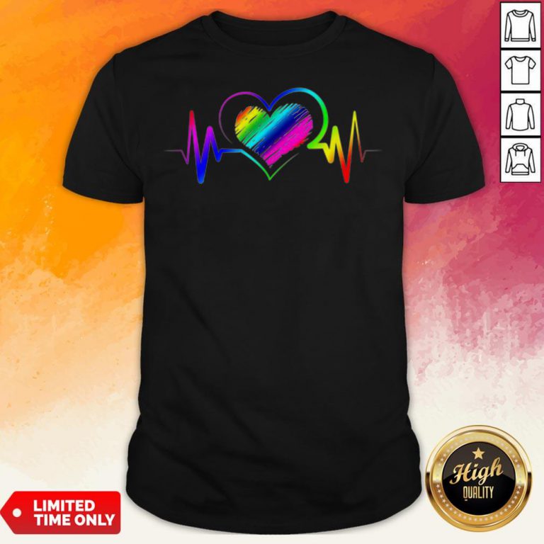 Awesome Heartbeat With Rainbow Lgbt Shirt