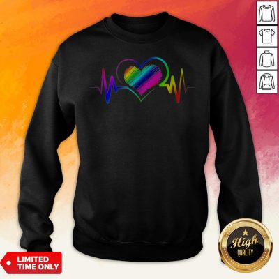 Awesome Heartbeat With Rainbow Lgbt Sweatshirt
