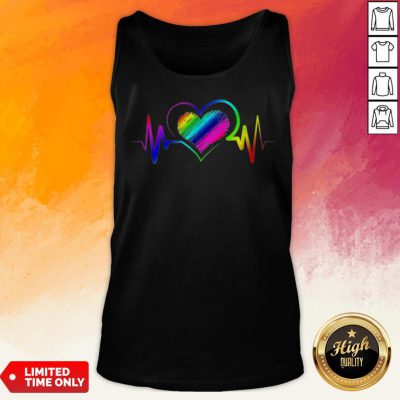 Awesome Heartbeat With Rainbow Lgbt Tank Top