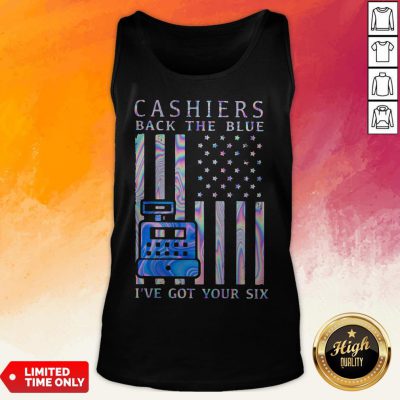 Cashiers Back The Blue I've Got Your Six American Flag Hologram Tank Top