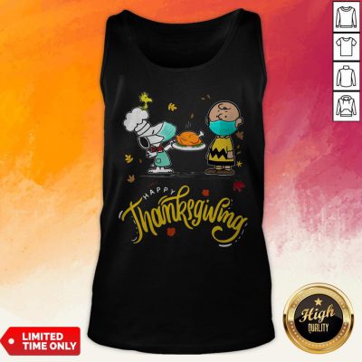 Charlie Brown Snupy And Woodstock Happy Thanksgiving Tank Top