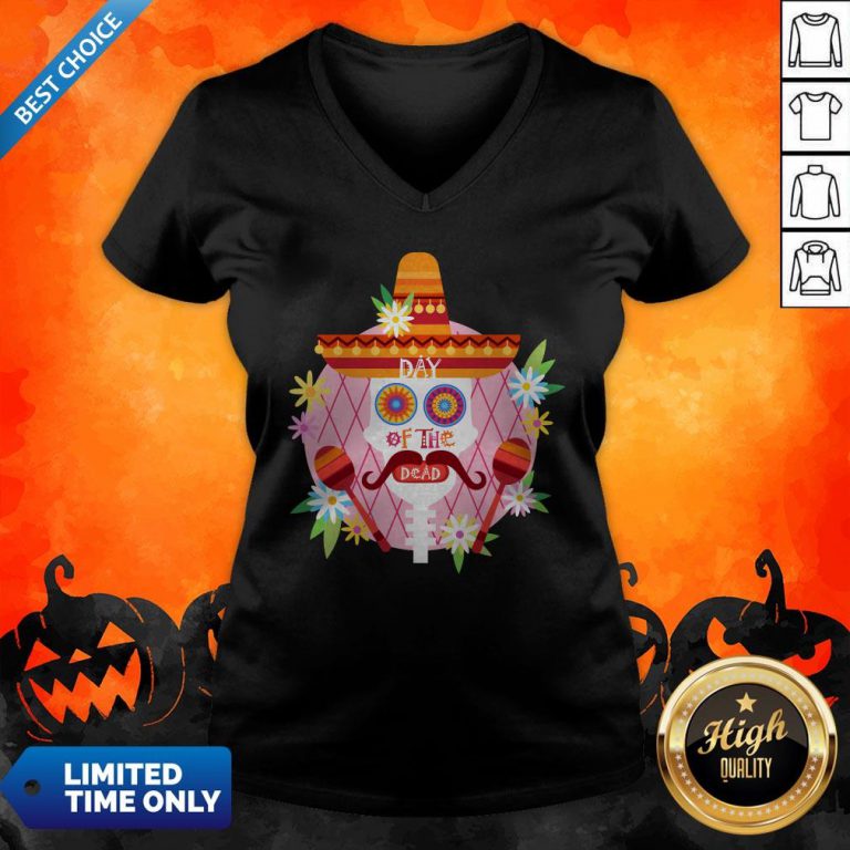 Day Of The Dead Sugar Skull Mexican Holiday V-neck