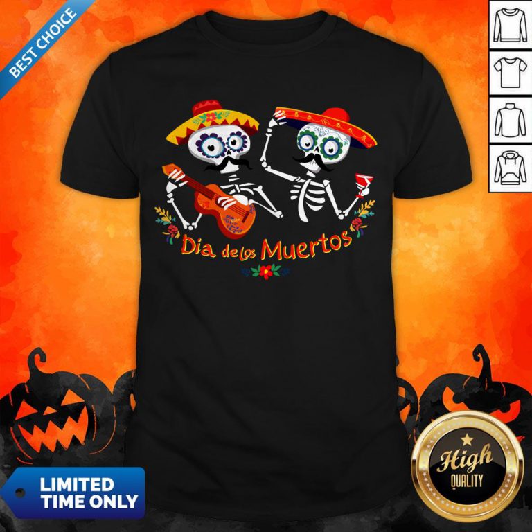 Dia De Muertos Happy In Mexican Skeletons Guitar Shirt