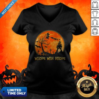 Good Witches With Hitches Sunset Halloween V-neck
