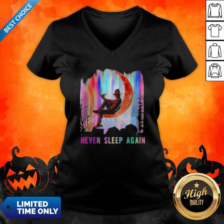 Halloween Freddy Krueger Never Sleep Again Moon V-neck