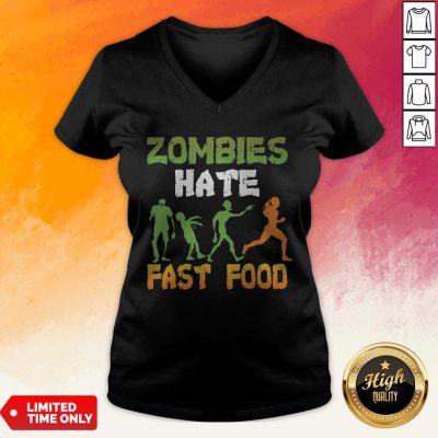 Halloween Zombies Hate Fast Food V-neck