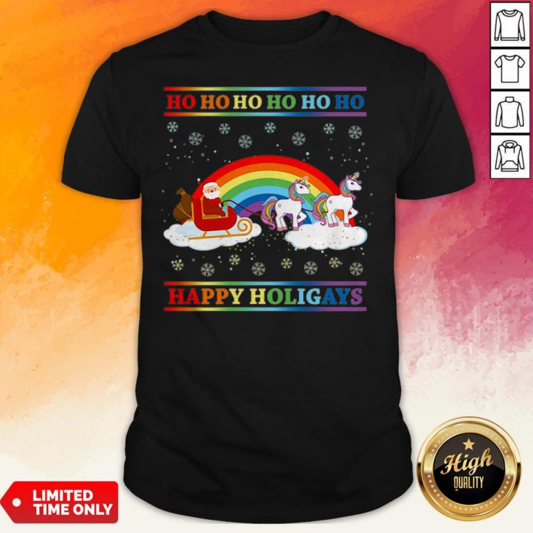Happy Holigays Rainbow Ugly Christmas Lgbt Gay Pun Xmas Gift Shirt