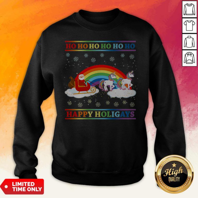 Happy Holigays Rainbow Ugly Christmas Lgbt Gay Pun Xmas Gift Sweatshirt