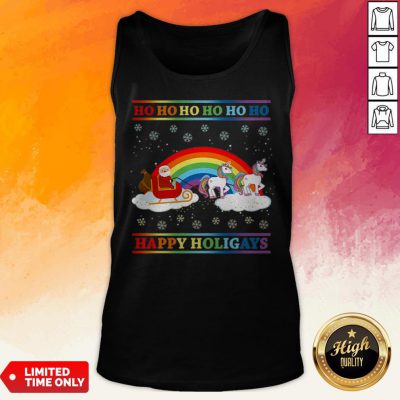 Happy Holigays Rainbow Ugly Christmas Lgbt Gay Pun Xmas Gift Tank Top