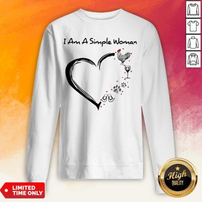 I Am A Simple Woman Chicken Wine Dog Paw And Flip Flop Sweatshirt