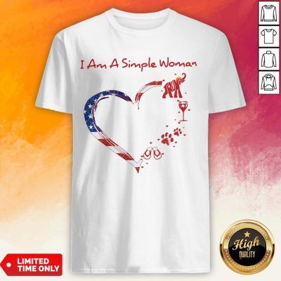 I Am A Simple Woman Elephant Trump Wine Paw And Flip Heart America T-Shirt