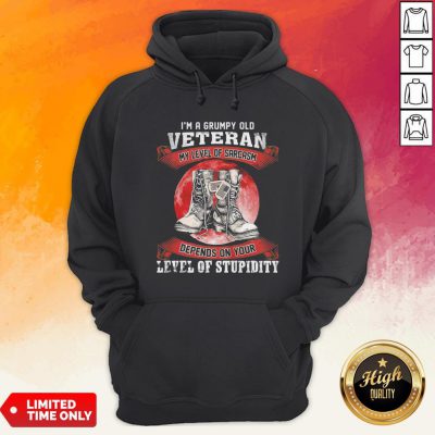 I'm A Grumpy Old Veteran My Level Of Sarcasm Depends On Your Level Of Stupidity Sunset Hoodie