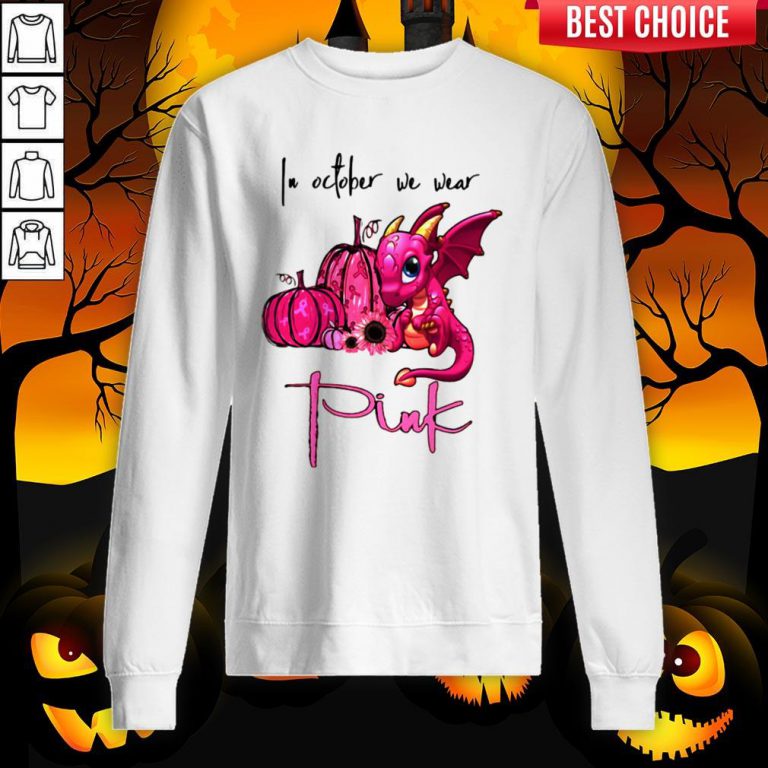 In October We Wear Pink Pumpkin Dragon Halloween Sweatshirt