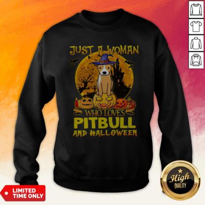 Just A Woman Who Loves Pitbull And Halloween Sweatshirt