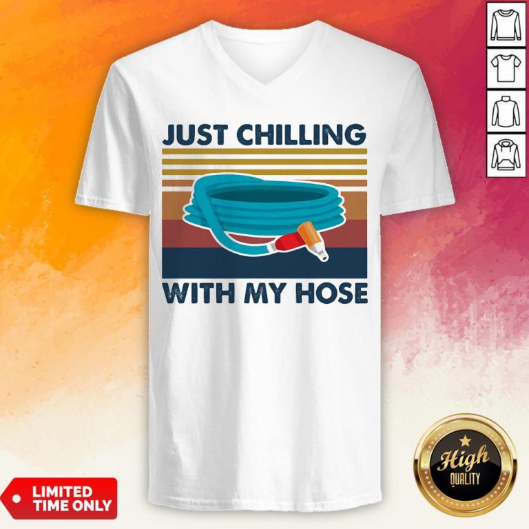 Just Chilling With My Hose Vintage Retro V-neck
