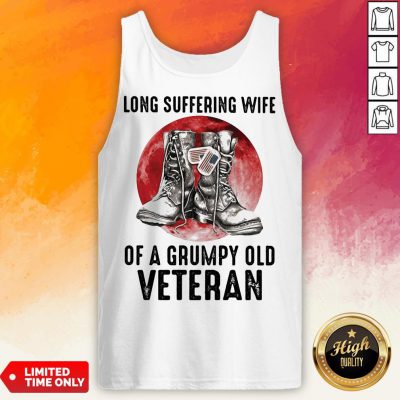 Long Suffering Wife Of A Grumpy Old Veteran Boots Blood Moon Tank Top