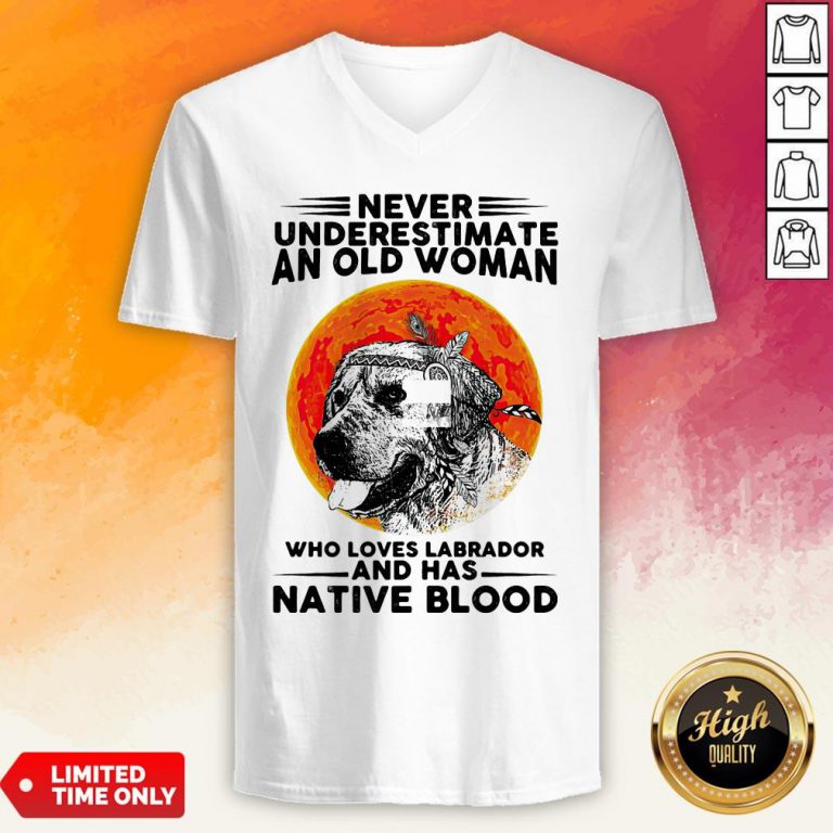 Never Underestimate An Old Man WhoLoves Labrador And Has Native Blood V-neck
