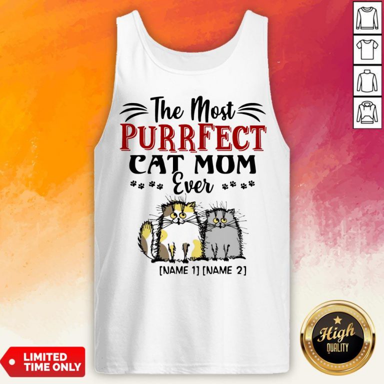 Personalized The Most Purrfect Cat Mom Ever 2 Accent Tank Top