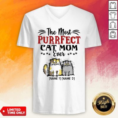 Personalized The Most Purrfect Cat Mom Ever 2 Accent V-neck