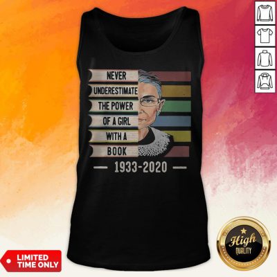 Ruth Bader Ginsburg Never Underestimate The Power Of A Girl With A Book 1933-2020 Vintage Retro Tank Top