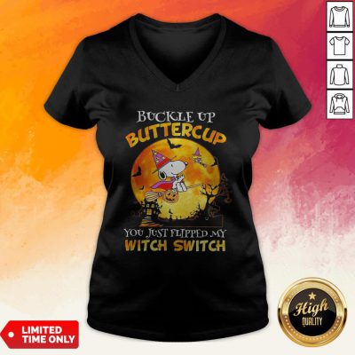 Snoopy Buckle Up Buttercup You Just Flipped My Witch Switch Halloween V-neck