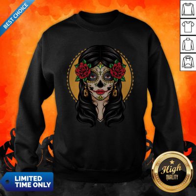 Sugar Skull Makeup Girl Beauty Day Of The Dead Muertos Sweatshirt