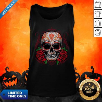 Sugar Skull With Rose Day Of The Dead Tank Top
