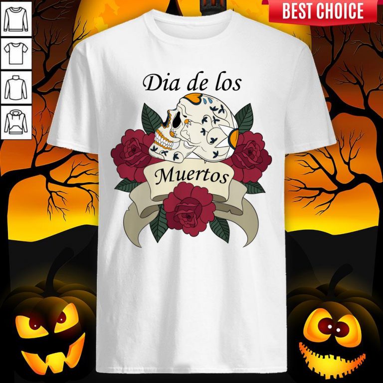 Sugar Skull With Roses Ribbon Dia De Los Muertos ShirtSugar Skull With Roses Ribbon Dia De Los Muertos Shirt