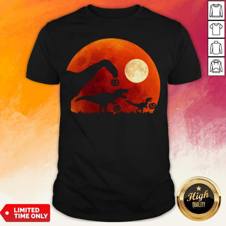 T Rex Dinosaur Pumpkin Halloween Moon Shirt