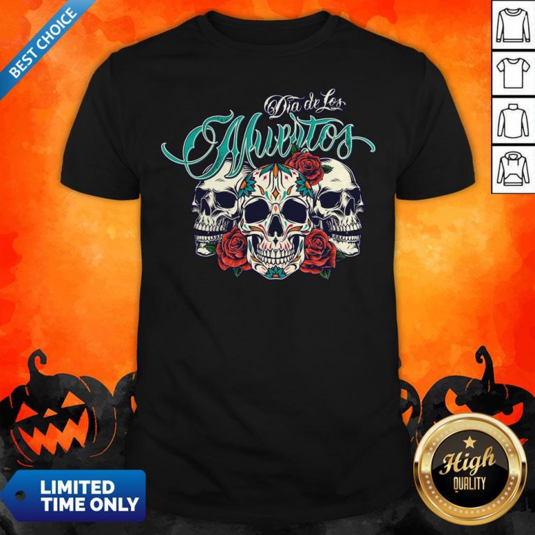 Three Sugar Skull Day Of The Dead Dia De Los Muertos Colorful Shirt