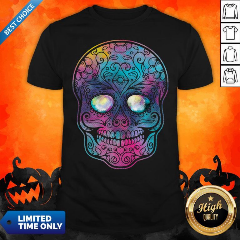 Watercolor Sugar Skull Day Of The Dead T-Shirt