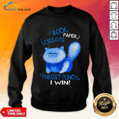 Cool Rock Paper Scissors Thoat Punch I Win Blue Cat Sweatshirt - Design By Weathertees.com